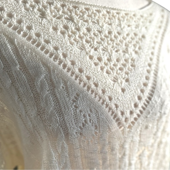 Cream Soft Sheer Cable Knit Sweater - Picture 11 of 14
